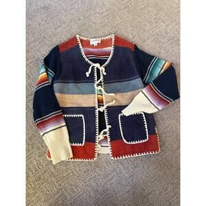 Collage suede leather sweater cardigan womens M